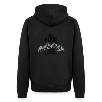 Berge rufen - Unisex Premium Bio Zip Hoodie - Schwarz - Hinten - Nico (187cm)