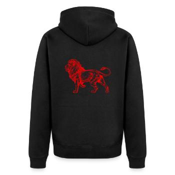 Big Lion red - Unisex Premium Bio Zip Hoodie - Schwarz - Hinten - Nico (187cm)