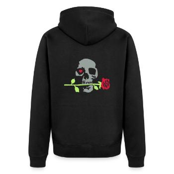 death_rose_092011_a_3c - Unisex Premium Bio Zip Hoodie - Schwarz - Hinten - Nico (187cm)