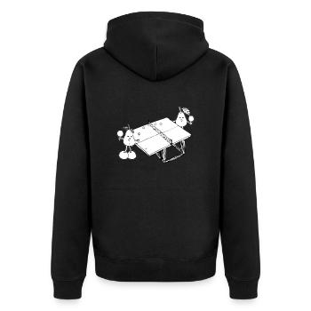 Birnen beim Tischtennis - Unisex Premium Bio Zip Hoodie - Schwarz - Hinten - Nico (187cm)