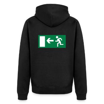 emergency exit - Unisex Premium Organic Zip Hoodie - black - Back - Nico (187cm)