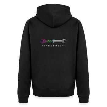 Schraubergott - Mechaniker - Geschenkidee - Unisex Premium Bio Zip Hoodie - Schwarz - Hinten - Nico (187cm)