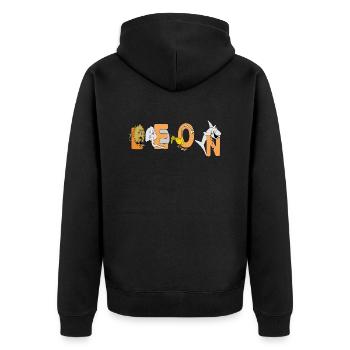 Leon - Unisex Premium Bio Zip Hoodie - Schwarz - Hinten - Nico (187cm)