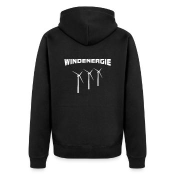 Windenergie Windräder - Unisex Premium Bio Zip Hoodie - Schwarz - Hinten - Nico (187cm)