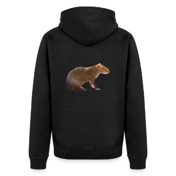 Agouti 4 - Unisex Premium Bio Zip Hoodie - Schwarz - Hinten - Nico (187cm)