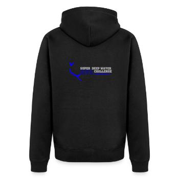 Tauchen - Logo - Unisex Premium Bio Zip Hoodie - Schwarz - Hinten - Nico (187cm)