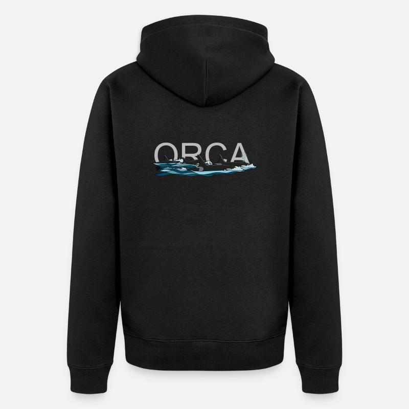 Orca mit Text - Unisex Premium Bio Zip Hoodie - Schwarz