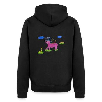 32 Éléphant l’eau laver serpent jungle - Veste à capuche bio Premium Unisexe - noir - Dos - Nico (187cm)