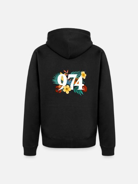 974 Flowers - Unisex Premium Organic Zip Hoodie - black