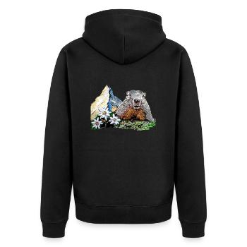 Silhouette Alpes Cervin Marmotte - Veste à capuche bio Premium Unisexe - noir - Dos - Nico (187cm)