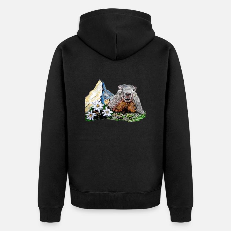 Silhouette Alpes Cervin Marmotte - Veste à capuche bio Premium Unisexe - noir