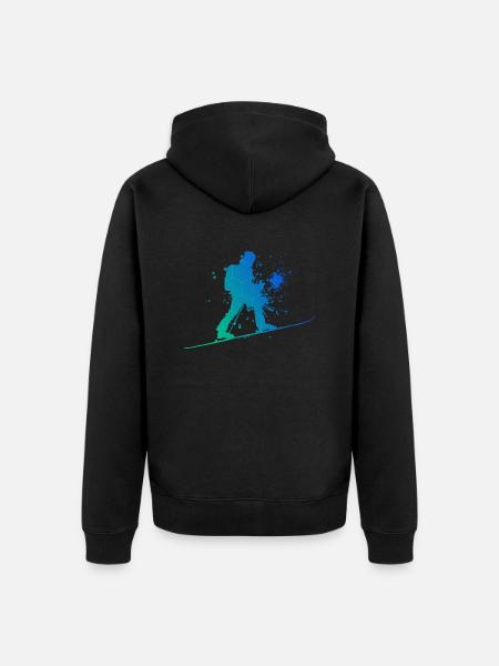 Men's Ski Touring Ski Mountaineering - Unisex Premium Organic Zip Hoodie - black