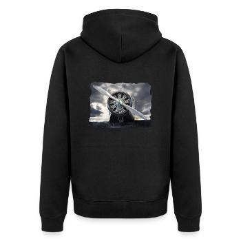 Der Sternmotor - Unisex Premium Bio Zip Hoodie - Schwarz - Hinten - Nico (187cm)
