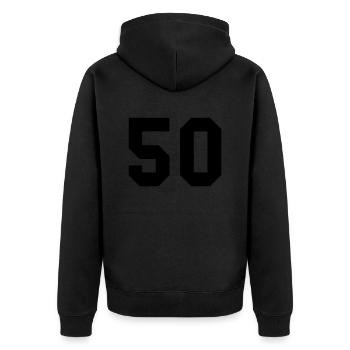 50 - Unisex Premium Organic Zip Hoodie - black - Back - Nico (187cm)