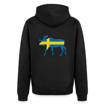 Elch Schweden Fahne Urlaub Fernweh - Unisex Premium Bio Zip Hoodie - Schwarz - Hinten - Nico (187cm)