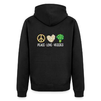 Paix Amour Légumes Végétalien Drôle Véganisme - Veste à capuche bio Premium Unisexe - noir - Dos - Nico (187cm)