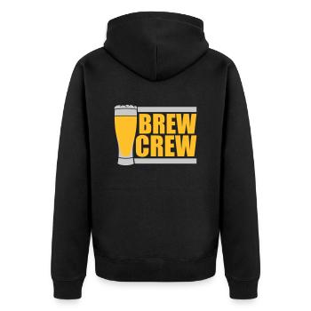 Brew Crew Bierglas Spruch - Unisex Premium Bio Zip Hoodie - Schwarz - Hinten - Nico (187cm)