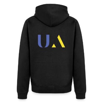 Bleus et jaunes - Veste à capuche bio Premium Unisexe - noir - Dos - Nico (187cm)