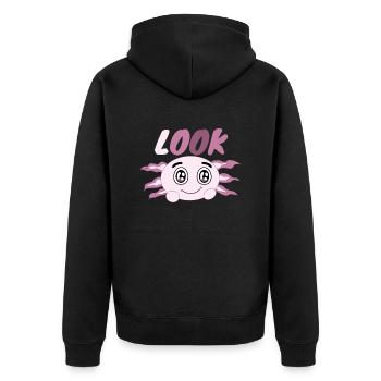 Süßer Kawaii Axolotl Anime, der Axolotls liebt - Unisex Premium Bio Zip Hoodie - Schwarz - Hinten - Nico (187cm)