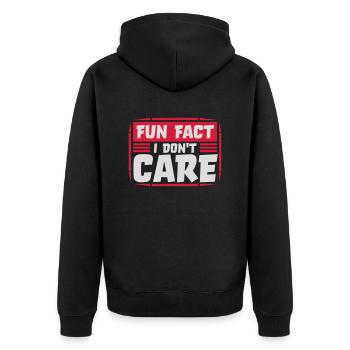 I dont care fact - Unisex Premium Bio Zip Hoodie - Schwarz - Hinten - Nico (187cm)