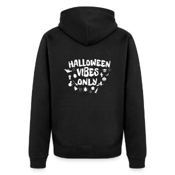 Halloween vibes only - Unisex Premium Organic Zip Hoodie - black - Back - Nico (187cm)