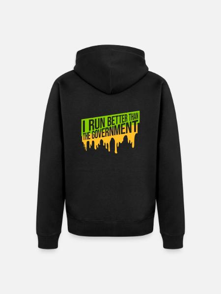run better than government - Unisex Premium Organic Zip Hoodie - black