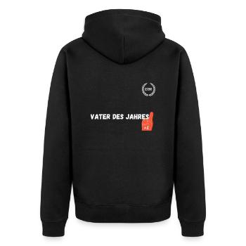 Vater des Jahres - Unisex Premium Bio Zip Hoodie - Schwarz - Hinten - Nico (187cm)