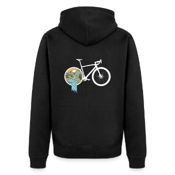 Gravel Bike Natur Rennrad Fahrrad lustige Geschenk - Unisex Premium Bio Zip Hoodie - Schwarz - Hinten - Nico (187cm)