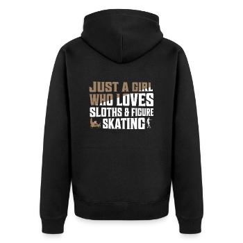 Just A Girl Who Loves Sloths & Figure Skating Ice - Unisex Premium Organic Zip Hoodie - black - Back - Nico (187cm)