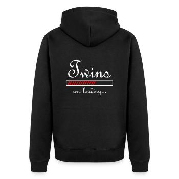 Schwangerschaft Babyparty Babyshower Boy Girl - Unisex Premium Bio Zip Hoodie - Schwarz - Hinten - Nico (187cm)