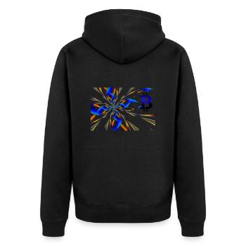 Abstrakt Bitcoin 1 - Unisex Premium Bio Zip Hoodie - Schwarz - Hinten - Nico (187cm)