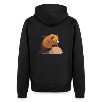 Daddy bear naps - Unisex Premium Organic Zip Hoodie - black - Back - Nico (187cm)