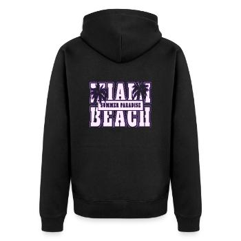 Neon Anime Retro Vintage Cool Pink NGE - Unisex Premium Bio Zip Hoodie - Schwarz - Hinten - Nico (187cm)