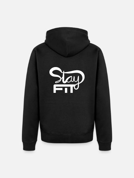STAY FIT HANDWRITTEN - Unisex Premium Organic Zip Hoodie - black