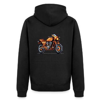 Motorrad als Rennmaschine in 16-Bit - Unisex Premium Bio Zip Hoodie - Schwarz - Hinten - Nico (187cm)