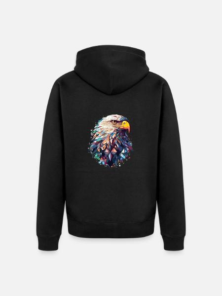 Adler polygon bunt - Unisex Premium Bio Zip Hoodie - Schwarz