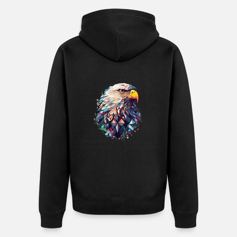 Adler polygon bunt - Unisex Premium Bio Zip Hoodie - Schwarz