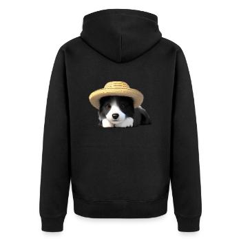 Hundehalter Border Collie Hunde Hundeliebhaber - Unisex Premium Bio Zip Hoodie - Schwarz - Hinten - Nico (187cm)