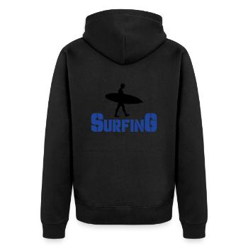 surfing - Unisex Premium Bio Zip Hoodie - Schwarz - Hinten - Nico (187cm)