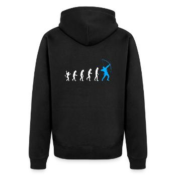 Archery Evolution Archer - Unisex Premium Organic Zip Hoodie - black - Back - Nico (187cm)