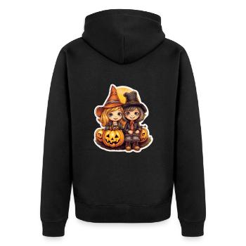 Sammelnde Kinder an Halloween - Unisex Premium Bio Zip Hoodie - Schwarz - Hinten - Nico (187cm)