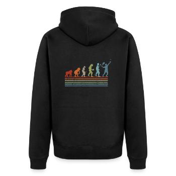 Évolution rétro vintage tennis - Veste à capuche bio Premium Unisexe - noir - Dos - Nico (187cm)
