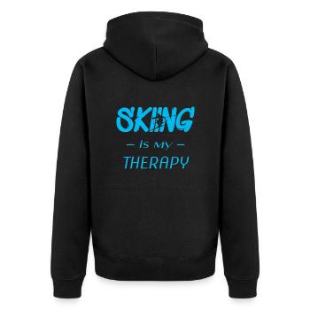 skiing is my therapy, ski, skifahren - Unisex Premium Bio Zip Hoodie - Schwarz - Hinten - Nico (187cm)