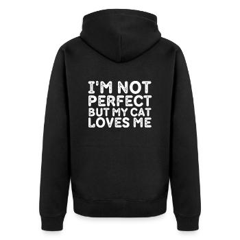 Je ne suis pas parfait, mais mon chat m'aime - Veste à capuche bio Premium Unisexe - noir - Dos - Nico (187cm)
