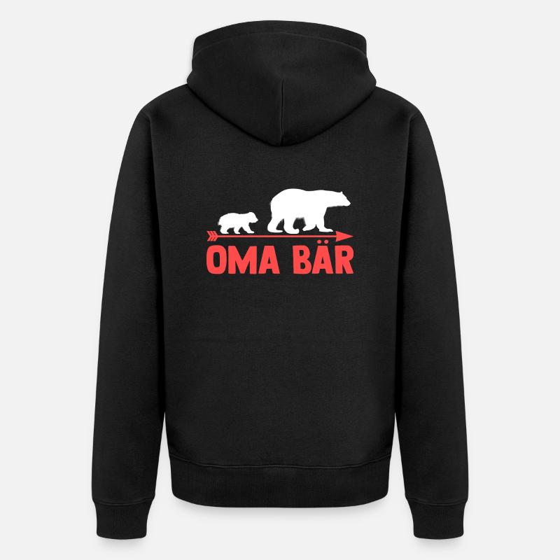 Großmutter Oma Bär - Unisex Premium Bio Zip Hoodie - Schwarz