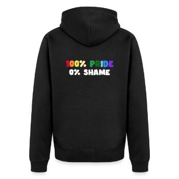 pride party people lgbt "no shame" - Unisex Premium Bio Zip Hoodie - Schwarz - Hinten - Nico (187cm)