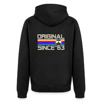 Since 63 - Unisex Premium Organic Zip Hoodie - black - Back - Nico (187cm)