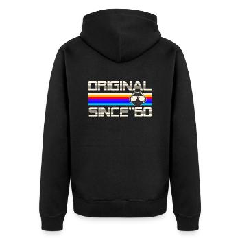 Since 60 - Unisex Premium Organic Zip Hoodie - black - Back - Nico (187cm)