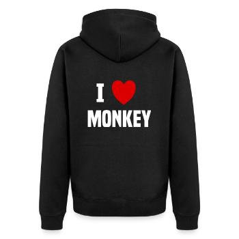 I love Monkey - Unisex Premium Organic Zip Hoodie - black - Back - Nico (187cm)