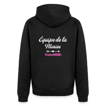 Bride's Team - Matching tshirt - Unisex Premium Organic Zip Hoodie - black - Back - Nico (187cm)